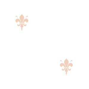 Delicate beige fleur-de-lis on white background.
