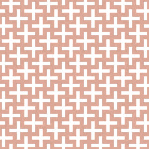 Peach background with white cross pattern design.