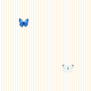 Butterflies on Ivory Stripe
