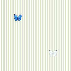 Butterflies on Light Green Stripe